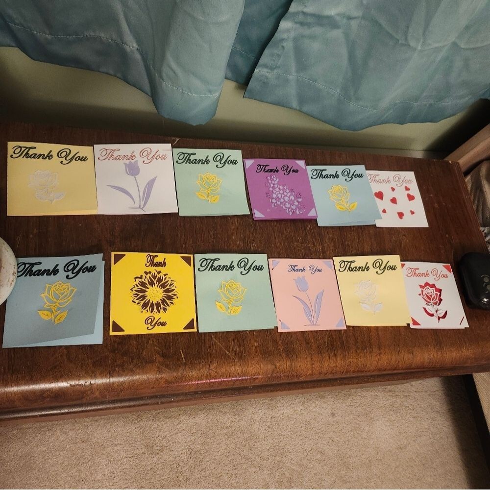 Hand Crafted Colorful Thank You Cards Set of 12 - Picture 9 of 13